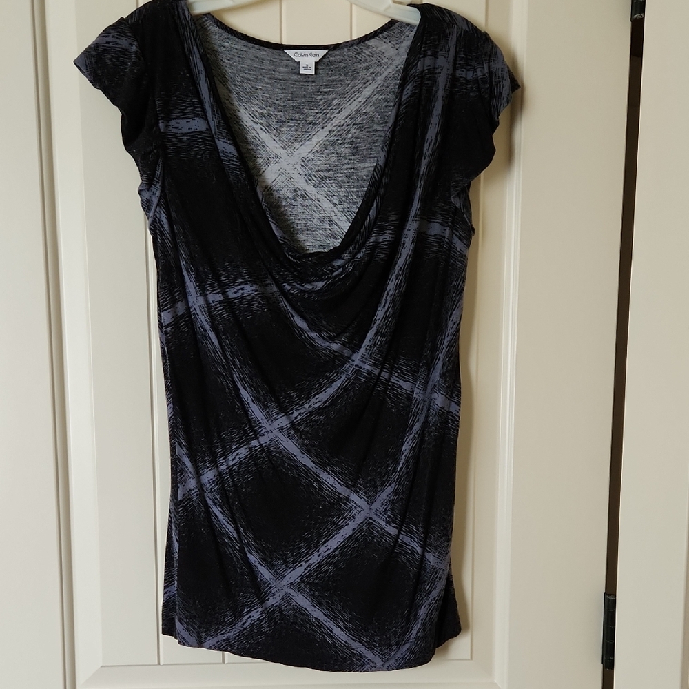Calvin Klein Collection Black and Gray Tunic Top